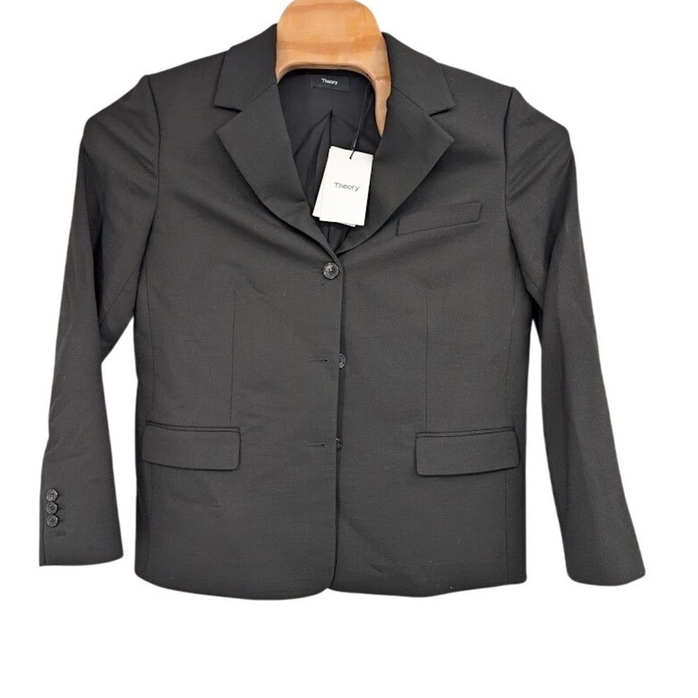 Theory Black Stretch Tailored Career Blazer Wool Blend Jacket NWT 12